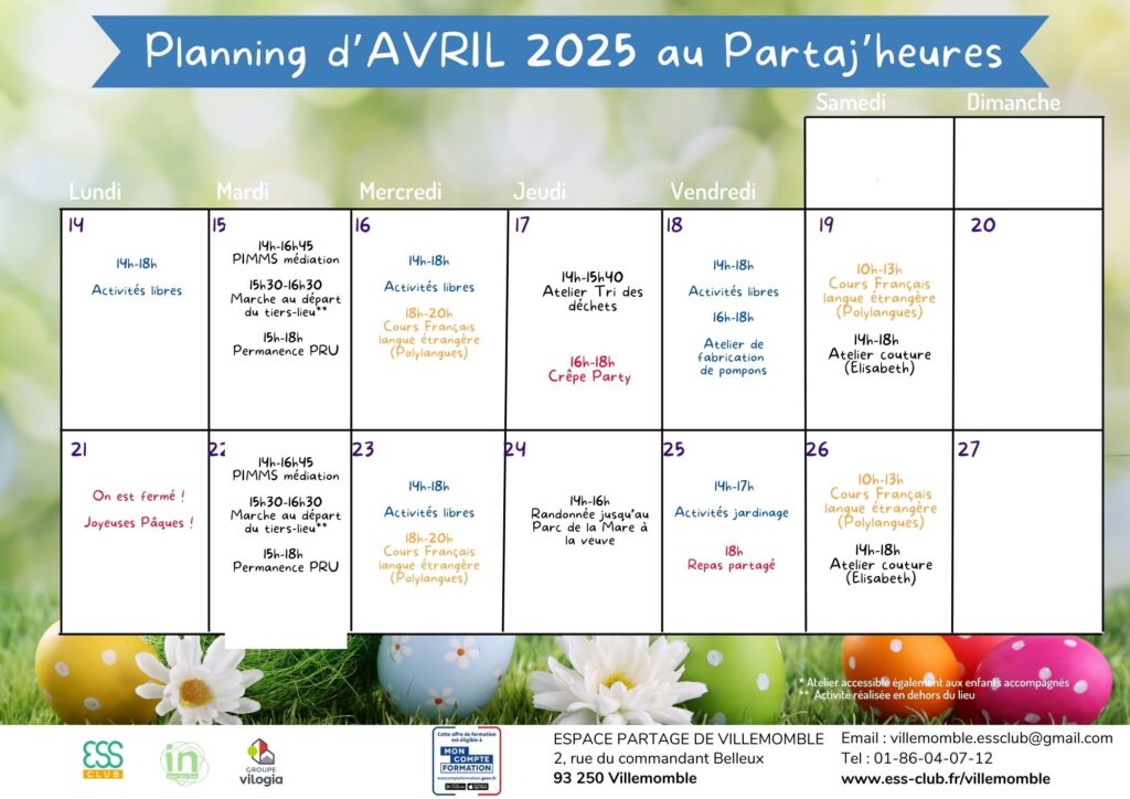 Planning avril